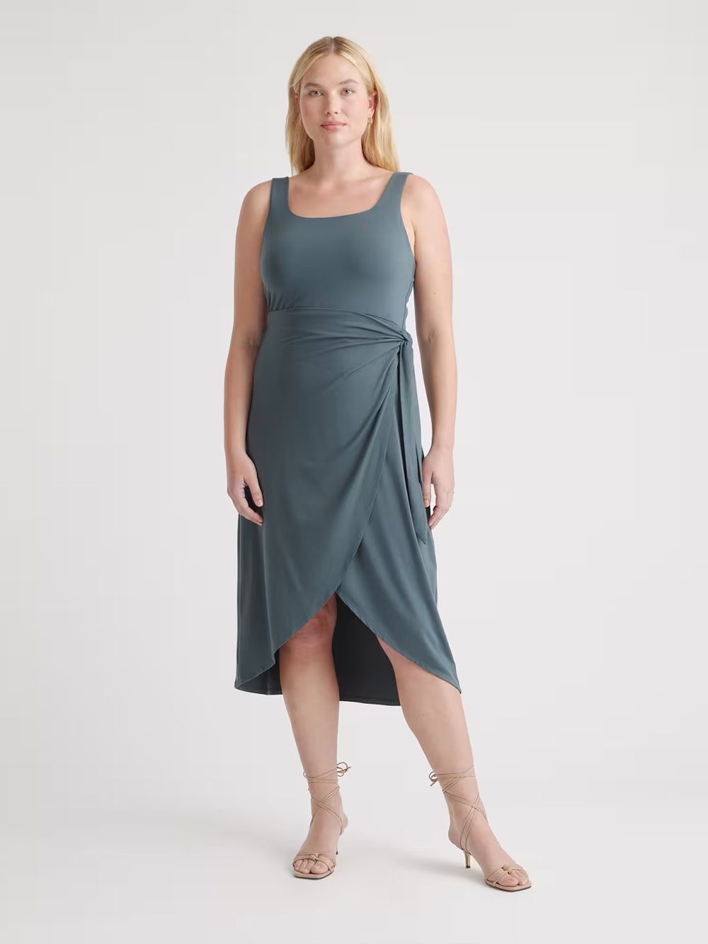 Quince Tencel Jersey Side Tie Midi Dress